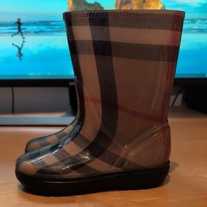 Burberry Plaid Rain Boots - Black and Brown